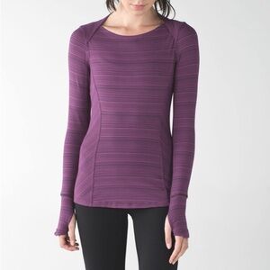 Lululemon Kanto Catch Me Long Sleeve, Burgundy & Black Stripes- size 8